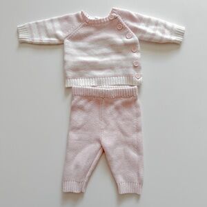Rene Rofe Baby Knit Outfit for 0-3 months, pink and white, pre-owned